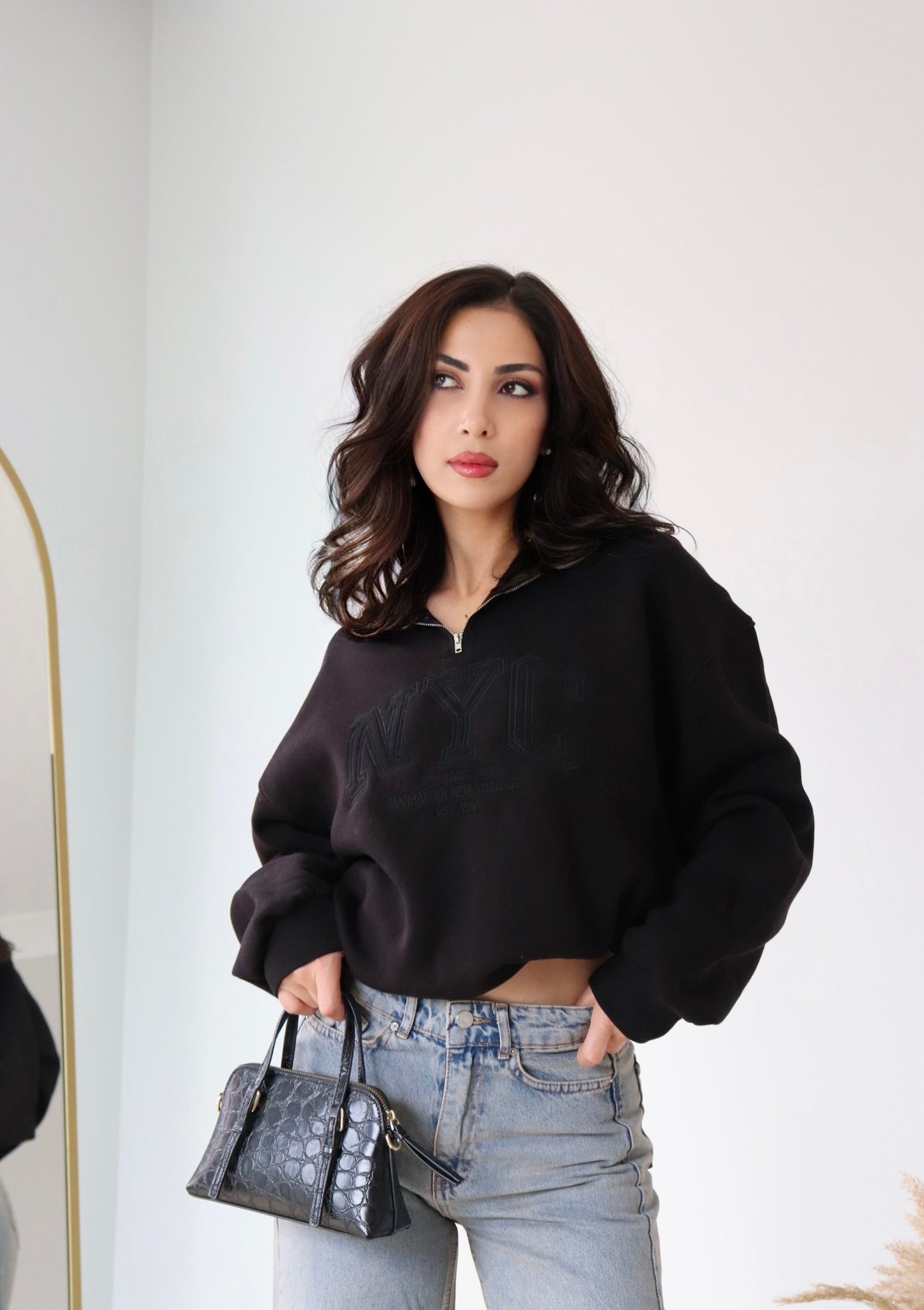 Fermuar Detaylı Modern Kadın Sweatshirt